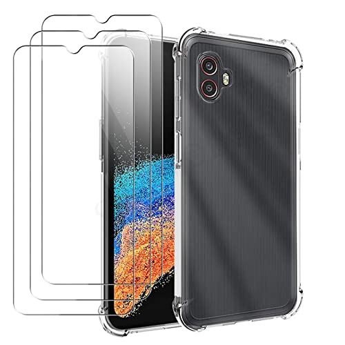 Coque Samsung Galaxy XCover 6 Pro + [3 Pièces] Verre trempé, Weideworld Souple TPU Silicone AIR Cushion Protection Case Cover pour Samsung Galaxy XCover 6 Pro, Transparent Cover