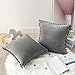 MIULEE Federe Cuscini per Divano in Velluto Copricuscini Arredi Camera da Letto con Pom Poms Quadrati Moderni ed Eleganti Fodere Lavabile per Salotto Cucina Casa in Tinta Unita 45X45 CM Grigio Chiaro