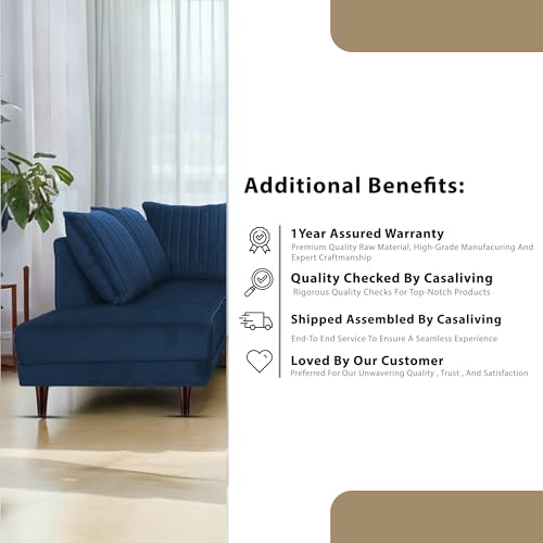 Image of Gratly LHS 4 Seater L Shape Sofa Set for Living Room (Blue Colour) Premium Fabric Sofa