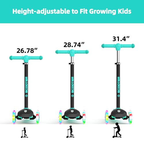 Image of KORIMEFA Scooter for Kids Ages 3-8 with Light-Up Wheels & Deck, 3-Wheel Toddler Scooter with Adjustable Height, Anti-Slip Deck, Lean-to-Steer