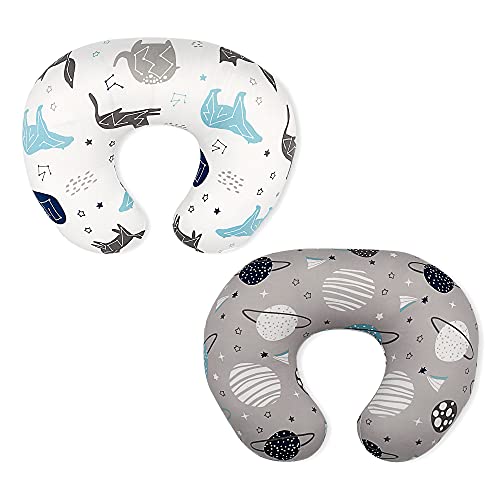 Image of BROLEX Stretchy Nursing Pillow Covers 2 Pack Slipcovers for Breastfeeding Moms,Ultra Soft Snug Fits On Infant ,Space Planet