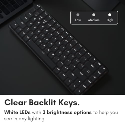 Image of Macally Wireless Mechanical Keyboard for Mac | Compatible Bluetooth Apple Keyboard (75% Size, Blue Tactile Switches) Compact, Multi Device, Backlit for MacBook Pro /Air, iMac, Mac mini /Pro