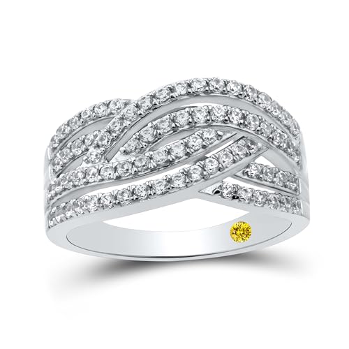 Lab Grown Diamond Crossover Rings for Women | Certified 1/3-3/4 CT. TW. 925 Steling Silver Diamond Ring | Two Styles to Choose From