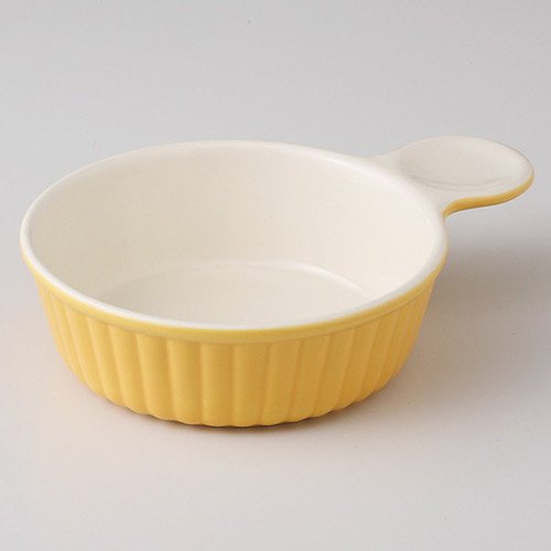 Yellow One-Handed Gratin [7.5 x 5.6 x 1.8 inches (19 x 14.2 x 4.5 cm), 16.2 fl oz (460 cc), 11.3 oz (338 g), Oven Wear, Hotel, Restaurant, Cafe, Western Tableware, Restaurant,