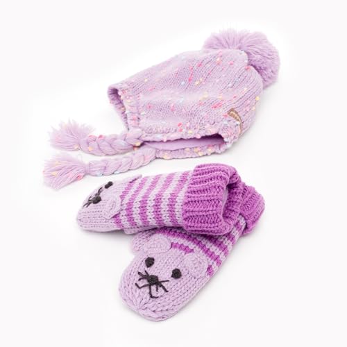 Girls Warm Knit Earflap Hat, Fleece Lined Cold-Weather Essential for Kids 1-12 Years, Unique Colorful Design, Premium Quality2