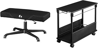 Bauhutte バウヒュッテ ゲーミングオットマンワイドP BOT-700P-BK & 昇降式 L字デスク スタンダード パソコンラック pcラック 幅 32 × 奥行 67 高さ 57~78 cm ブラック BHD-670H-BK【セット買い】