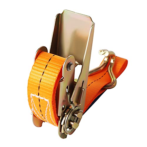 Foto von 4 Stück 800kg 4m Spanngurte mit Ratsche 2 teilig zweiteilig mit Haken Ratschengurt Zurrgurte schwarz 25mm (Orange)