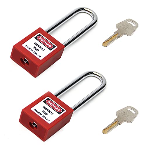 Image of Lockout Tagout Locks Safety Padlock Loto Locks Keyed Alike PA Lock Out Tag Out Steel Shackle Small Luggage Padlocks Red 6mm 2PCS