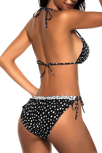 Image of Tempt Me Women Triangle Bikini Sets Halter Two Piece Sexy Swimsuit String Tie Side Bathing Suit