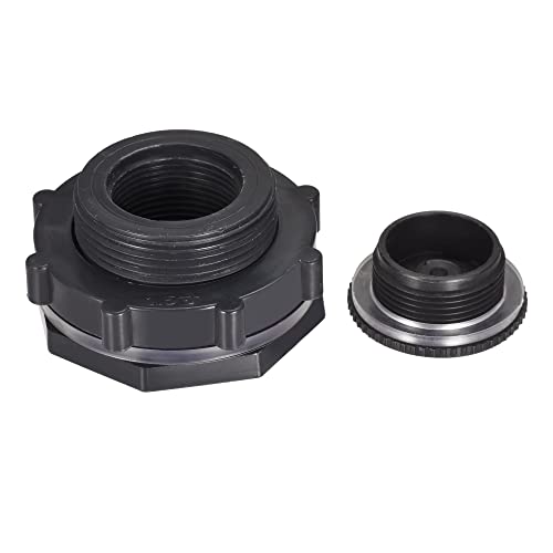 M METERXITY 1 Set PVC Bulkhead Fitting, Threaded Bulkhead Water Tank Connector, with Plug Fitting, Apply to Aquariums