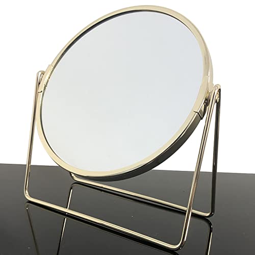 化粧鏡 化粧ミラー 鏡 卓上 スタンド ミラー メイク 女優ミラー 360° 回転 真実の鏡 両面ミラー 等倍&2倍拡大鏡クロム プレゼントに最適
