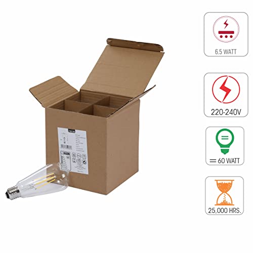 TEKLED® ST64 Filament Vintage LED Bulbs | E27 Edison Screw | Energy Saving 6.5W Light Bulb 60W Equivalent | NONDIMMABLE Clear 4000K 470LM | 4-Pack | Cool White. - Image 7
