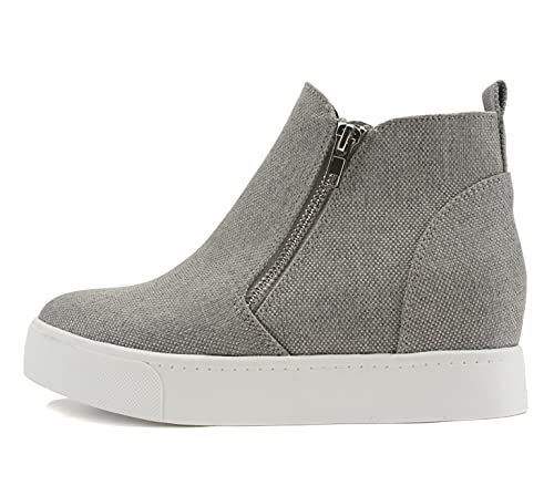 Image of Soda Taylor Hidden Wedge Sole Booties Ankle Heels Sneaker Shoes Side Zipper