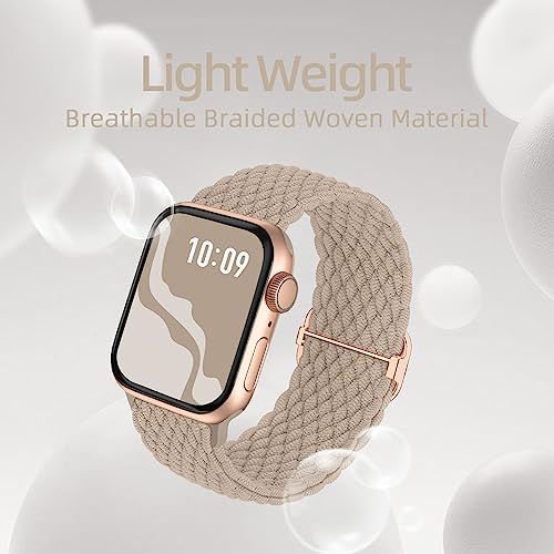 Image of 4 Pack Braided Stretchy Bands Compatible with Apple Watch 40mm 41mm 38mm 42mm 44mm 45mm 46mm 49mm Women Men, Breathable Nylon Elastic Daily Use Straps for iWatch Series 11 /10 9 8 7 6 5 4 3 SE /Ultra 2