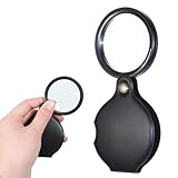 20X Pocket Magnifier, Mini Folding Magnify Glass with Rotating Protective Case for Reading Jewelry Repairing Exploration Close Work(Black)