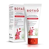Botao Kids Natural Strawberry Flavored Anticavity Fluoride Toothpaste Maximum Cavity Protection Cleans Children’s Teeth Protects Gums Chamomile Aloe Vera Calendula Xylitol for Ages 2 and Up