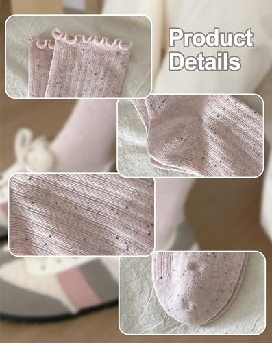 Yawlsow Ruffle Frilly Socks Women Cute Cotton Coquette Knit Ankle Socks kawaii Shoujo Lettuce Edge Socks for Girls Ladies3
