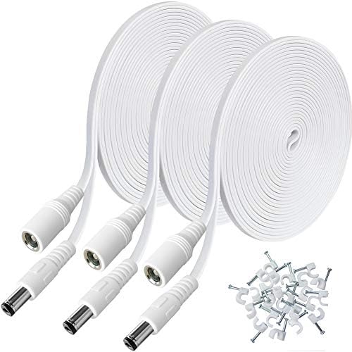 SIOCEN【3-Pack 20ft DC Power Extension Cable,5.5mm x 2.1mm 12v Extension Cord Security Camera Power Cable Male to Female for CCTV IP Indoor Camera Dvr Standalone LED Strip,Supply Adapter
