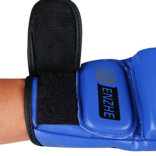 Enzhe Mma Gloves Men Women,Ufc,Kickboxing,Sparring,Punching Heavy Bag Gloves For Training (Blue) #TOP3
