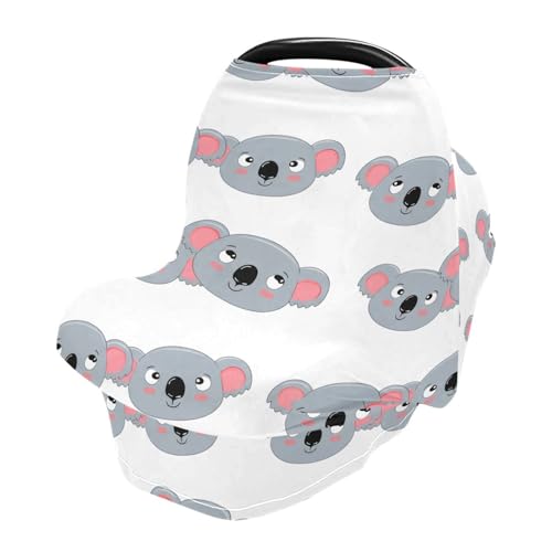 Nesatuwa Baby Car Seat Cover Cute Koala Breastfeeding Covers Stretchy Breathable Multi-Use Cover Carseat Canopy for Girls and Boys