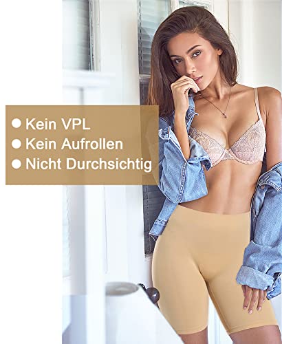 YARRCO Damen Unterhose Unter Rock Kurze Hose für Kleid Unterrock Hohe Taille Slipshort Radlerhose Boyshort Boxershorts Unterwäsche (Nude, XL)