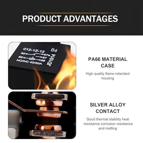 Opuweiy 4 PCS Engine Power Trim and Tilt Relay, 5-pin Engine Start DC Relay, 12V Electrical System Power Switches Replacement, Universal for Most Cars, Trucks, SUVs (Black) - Thumbnail 5