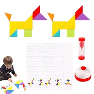 Mimoqk Tangram Lernpuzzle Holzspielzeug 6,69 Zoll