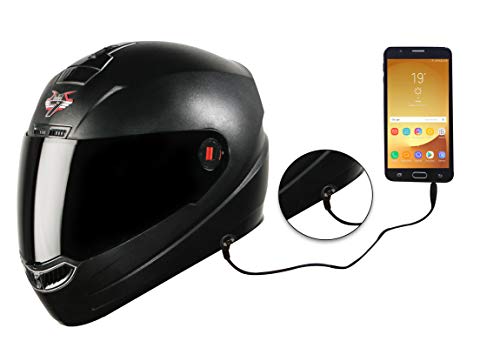 Image of Steelbird SBA-1 7Wings Handsfree Dashing Helmet for Ladies /Girls with Detachable Handsfree Device (Medium 580 MM, Black with Smoke Visor)