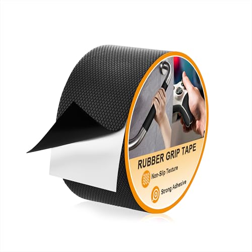 Qzakce Gummigriffband Anti-Rutsch Grip Klebeband aus Gummi Selbstklebende Wasserdichte Rutschfestband Machen Griffe oder Berührungsflächen Sicherer für DIY-Werkzeuge & Gadgets 5 x 300cm Schwarz