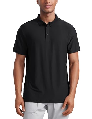 CRZ YOGA Cloudweight Mens Short Sleeve Polo Shirts Slim Fit Lightweight Moisture Wicking Athletic Casual Button Golf T-Shirts