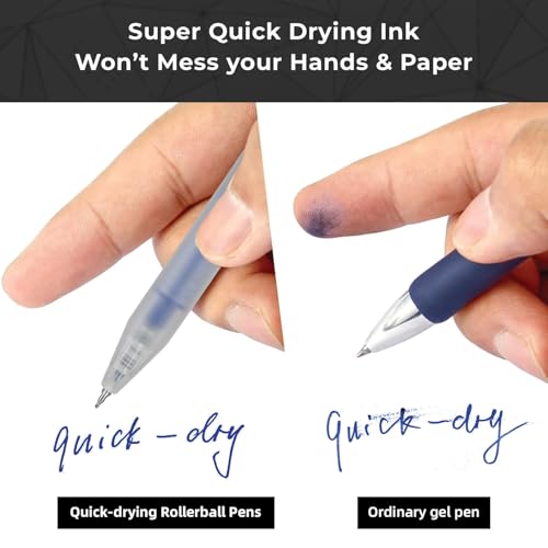 Image of Insight Retractable Rollerball Pens | 0.5mm Micro Tip with Glass Body Design | Quick-Drying, Smudge-Free Ink for Smooth Ink flow | Ideal for Office, School & Journaling (Blue Ink, Pack of 6)