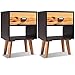 Produktbild Nishore- 2 STK. Nachttische Nachtschrank mit 1 Schublade Beistelltisch Beistellschränkchen aus Massives Akazienholz 40 x 30 x 58 cm Schwarz und Braun
