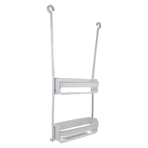 CONGARTENO Double-Layer Hanging Shower Caddy Basket Portable Grey Bathroom Storage Organizer Sundries Holder for Shower Accessories and Home