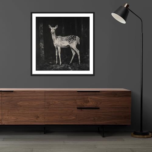 Moonow7 Fallow Deer Wall Art, Animal Portrait Art Print, 12x12in (30x30cm) — view 4