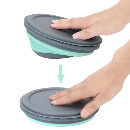 Faltschüssel Camping Geschirr Zubehör Küche - Campinggeschirr mit Deckel, 3Pcs Camping Faltbare Schüssel, Tragbare salatschüssel Frischhalteboxen Runden Frischhaltedose für Picknick Wandern Küche – Bild 6