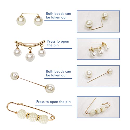 Safety Pins Sweater Clothing Clips Women Faux Pearl Brooch Large Sewing Decoration Pin Accessories 13 Pcs #TOP5