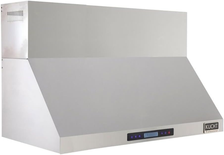 Pemberly Row 47.5" Stainless Steel Wall Mounted Range Hood, Silver Finish, Pro-Style Kitchen Vent, 4-Speed, 3 LED Lights, 1200 CFM, Dishwasher-Safe Filters, LCD Touch Display, Gourmet Cooking Use