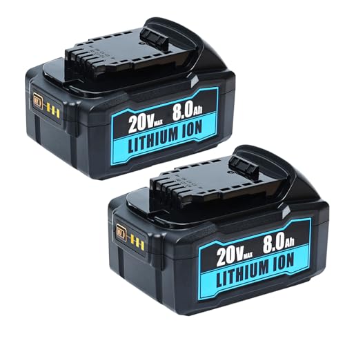 HAPPLYS [2Pack] 8.0Ah Replace for Dewalt 20V Max Battery Compatible with Dewalt 20V Battery DCB200 DCB208 DCB204 DCB206 DCB205 DCB203 LED Gauge Indicator Cordless Tools Battery