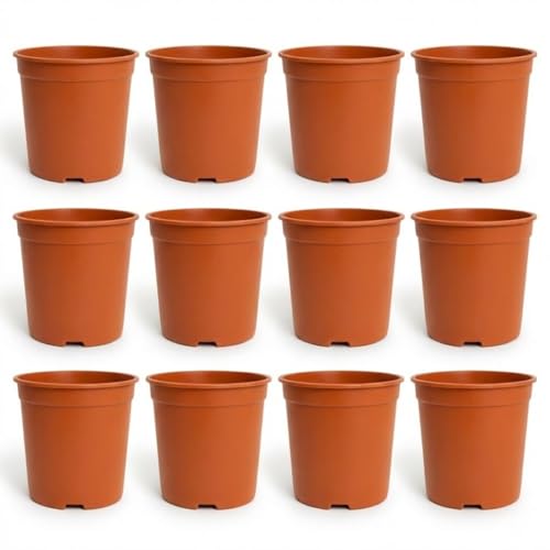 Image of 5 Inch Heavy Duty Plastic Planter | Grower Pot /Garden Pot for Home & Garden (Terracotta) (Pack of 12)
