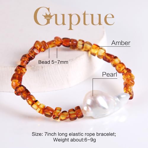 Natural baltic amber bracelet for women Freshwater cultured baroque pearls Certified amber jewelry2
