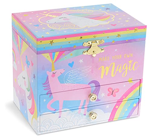 Jewelkeeper Cotton Candy Unicorn Music Box & Little Girls Jewelry Set - 3 Unicorn Gifts For Girls - Jewelry Box For Girls #TOP1