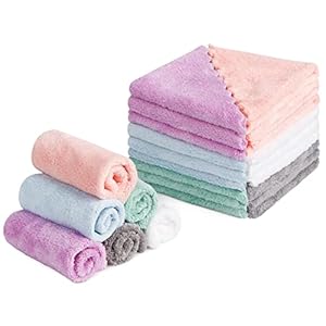 HOMEXCEL Premium Makeup Remover Cloth 24 Pack, Reusable Super Soft 7×7 Inch Facial Cleansing Cloths with Just Water, Highly Absorbent Microfiber Coral Velvet Face Towels Washcloths