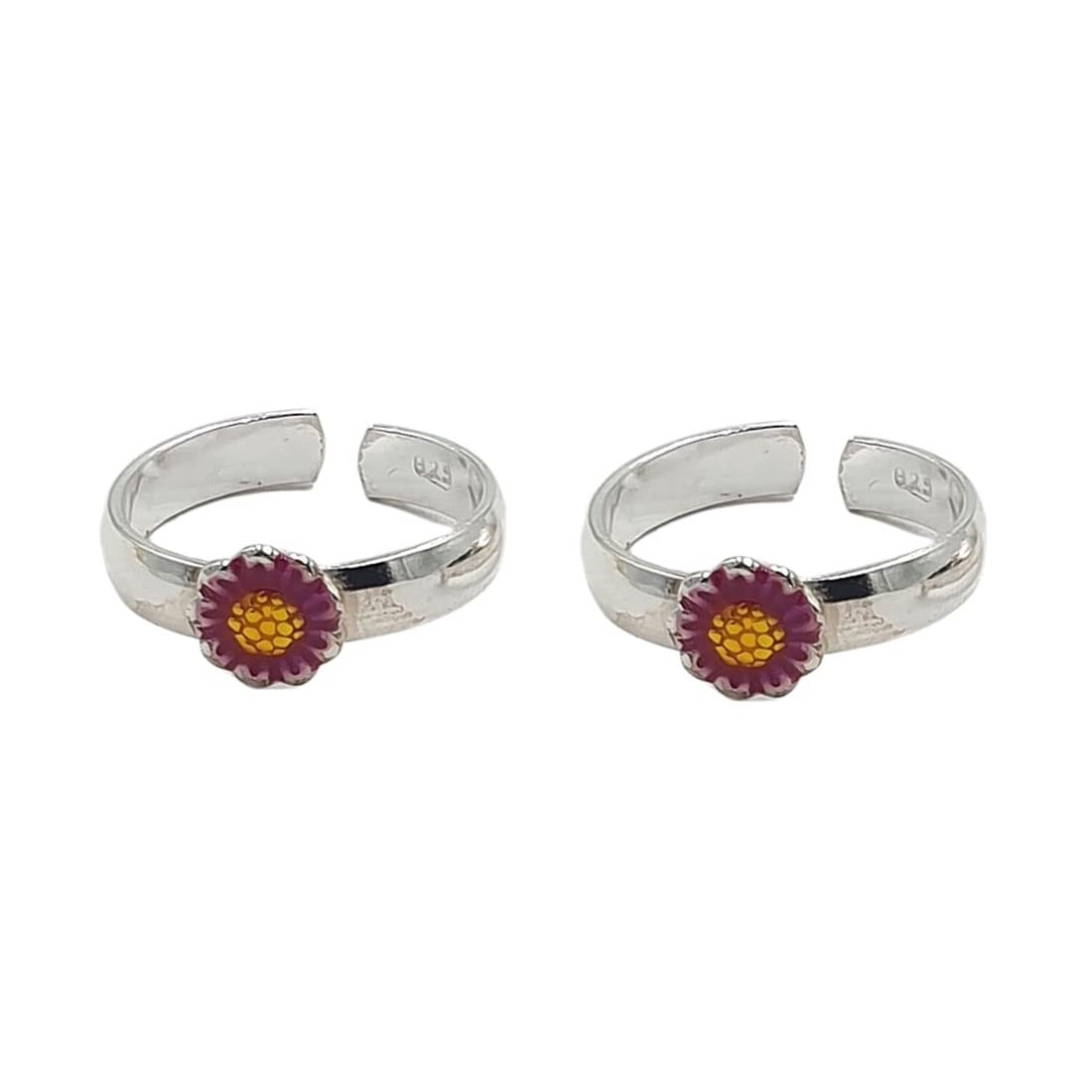 sahiba gems 925 Sterling Silver Beautiful Comfortable And Designer Flower Toe Ring | Beautiful Design | 2 Pieces Set-picture-32
