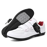Mateju Zapatillas Ciclismo Sin Calas Hombre Mujer, 36-47 EU Zapatillas de Ciclismo Suela de Goma Hombre Respirables Antideslizantes para Deportes al Aire Libre (6302 Blanco-Rojo,41)