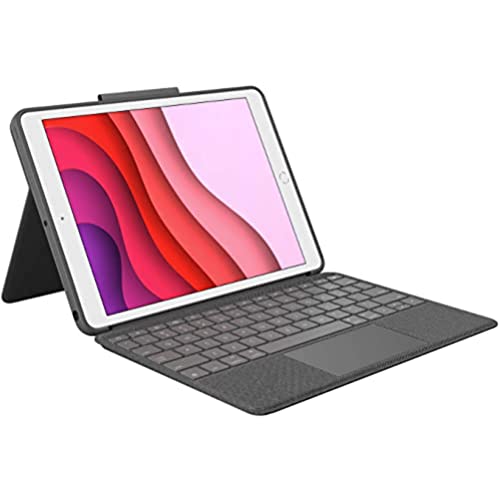 Logitech Combo Touch para iPad (7.ª, 8.ª y 9.ª generación) Funda con trackpad de precisión, Disposición AZERTY Francés - Gris