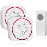 Wireless Doorbell with 2 receivers,SURNICE Doorbell Chime Kit,Operating at 1000 Feet,16 Chimes,5 Volume Levels & LED Flash,Suitable for Home Office Classroom(Plug In Version)