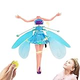 Juguete de Hada Voladora con Mando a Distancia,Hada Voladora Crystal Flyer Recargable por USB,Juguete Muñeca Rainbow del Cielo Interior,Muñeca Voladora Arco Iris Sensible a Las Manos,Regalo para Niñas