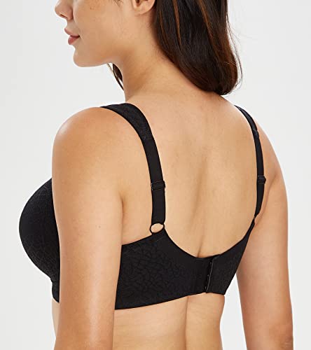 Lemorosy Women's Plus Size Full Coverage Non Padded Wireless Minimizer Bra -Comfort And Double Support (40Ddd, Black) #TOP1