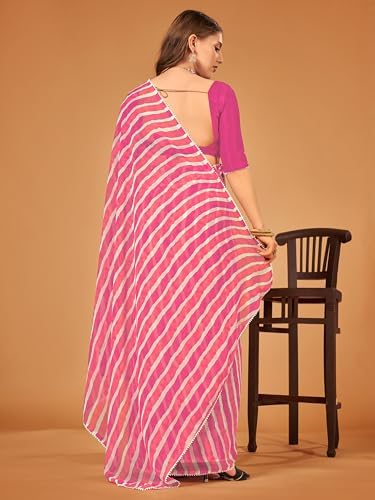 Ready to wear Pre draped Prestitched one min readymade Designer Parywear saree with Unstitch Blouse (Pinkwhite)