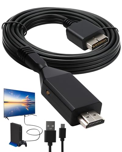 PS2 to HDMI Converter Cable, PS1/PS2 to HDMI Video Audio Adapter, Plug and Play Connector Supports 720P/1080P, HDTV Cables Adapter for PS2 Console Component Cable Alternative, Monitor, Projector